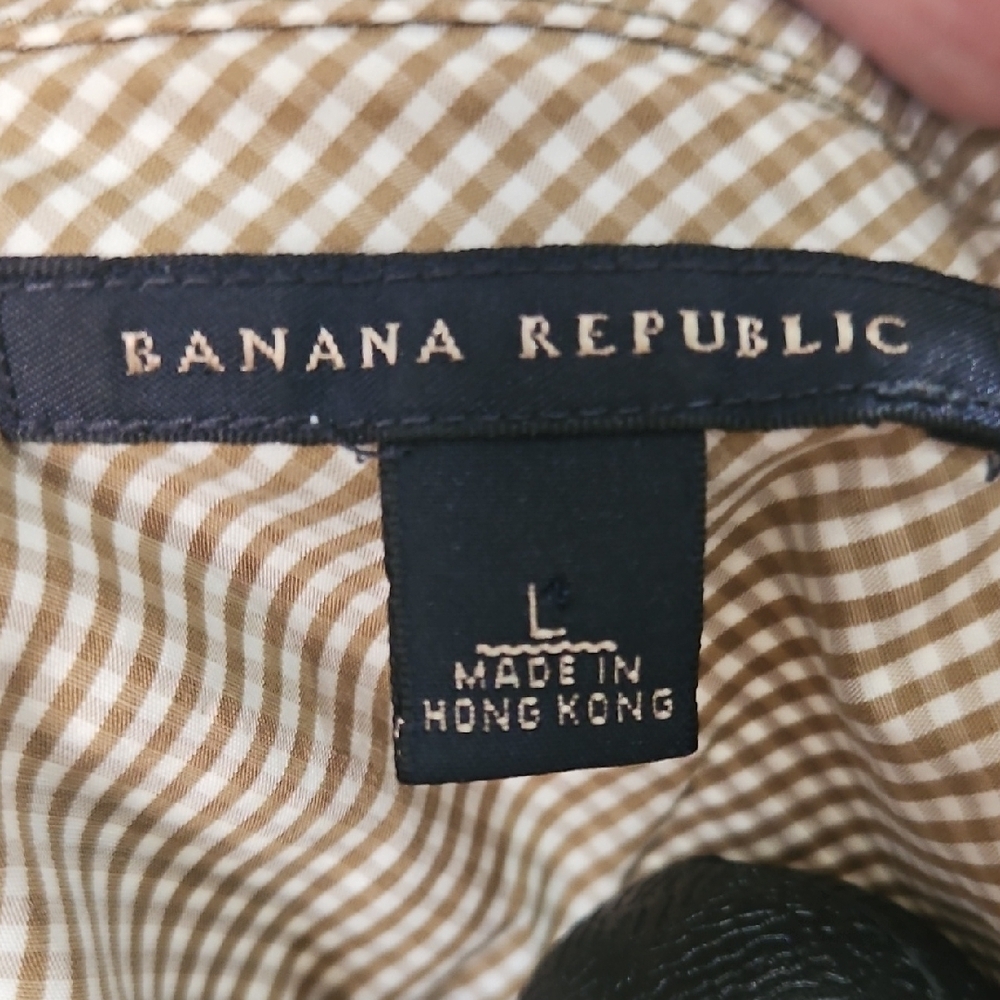 Banana Republic Men's Brown Checkered Button Down Shirt - Picture 2 of 10